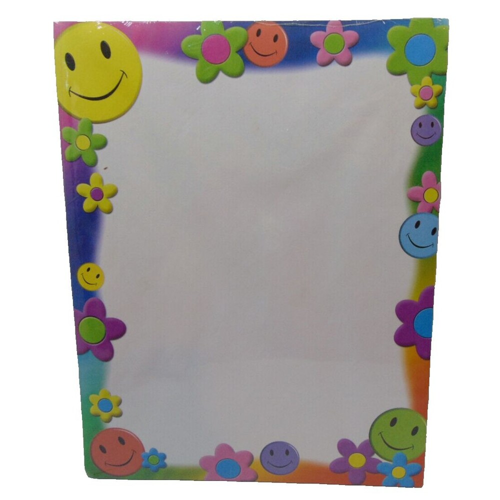 Vtg. Martin Designs Designer Paper Smiley Faces Flowers 25shts Sealed pack 2002